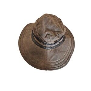 The Nature Company Vintage Coated Canvas Packer Hat Hunt/Fishing Hat Brown Sz M